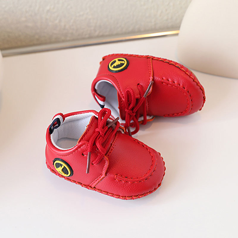 Unisex cipele za bebe i malu djecu 12-36 mjeseci, mekana potplata, gornji dio od PU umjetne kože, karikatura uzorak, vintage stil, vezanje sprijeda