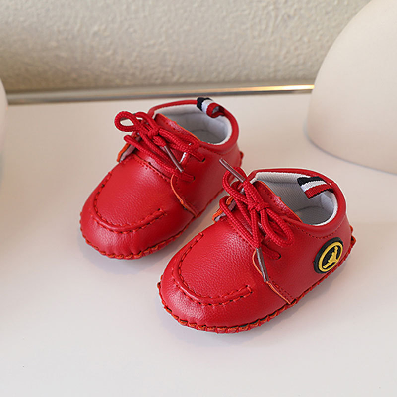 Unisex cipele za bebe i malu djecu 12-36 mjeseci, mekana potplata, gornji dio od PU umjetne kože, karikatura uzorak, vintage stil, vezanje sprijeda