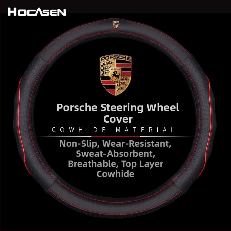Obal volantu z pravej hovädzej kože pre Porsche Cayenne, Macan, 911, Panamera a Boxster 718