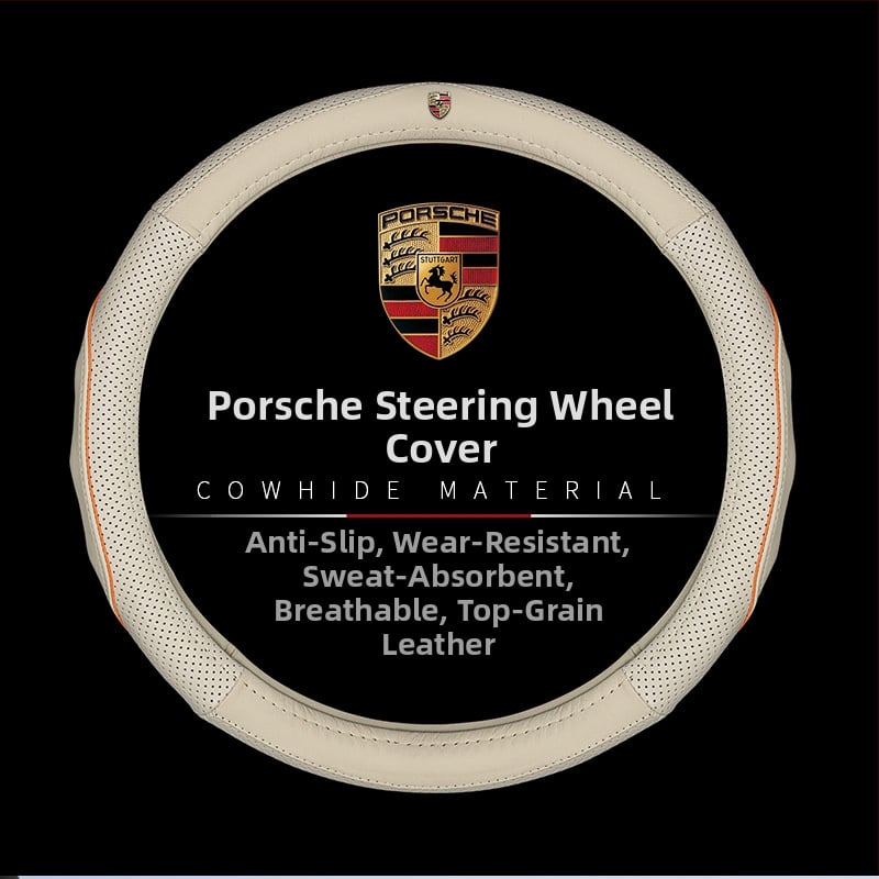 Obal volantu z pravej hovädzej kože pre Porsche Cayenne, Macan, 911, Panamera a Boxster 718