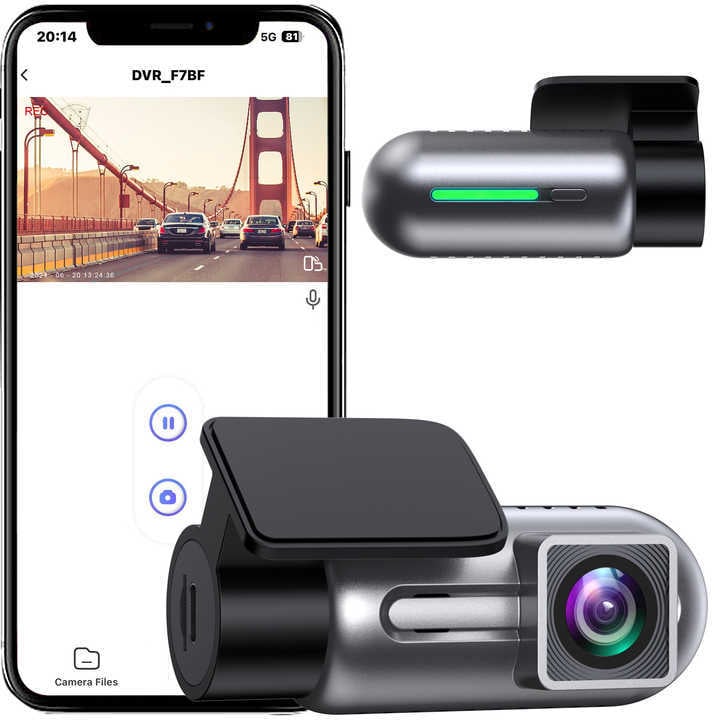 Nova 2K dash kamera za auto s Wi-Fi, DVR-om, HD noćnim vidom, prednja kamera