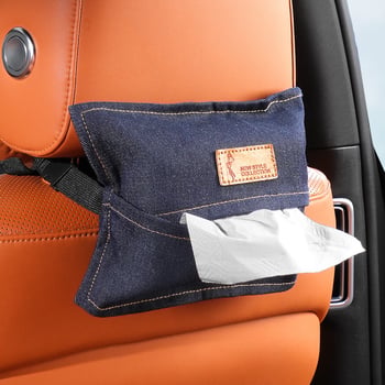 Denim kutija za maramice za automobil, za središnju konzolu i vizir za sunce — viseći spremnik za unutarnje skladištenje