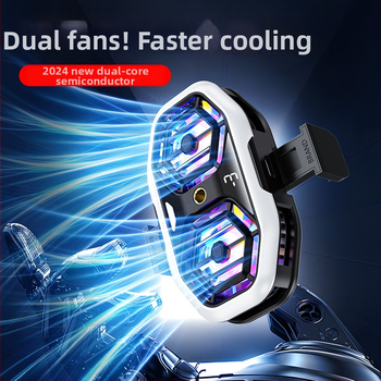 Răcitor pentru telefon cu două ventilatoare, suport pentru streaming live, afișaj digital de temperatură, răcire pe bază de semiconductori, clips de prindere pe spatele telefonului, wireless