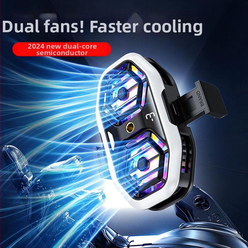 Răcitor pentru telefon cu două ventilatoare, suport pentru streaming live, afișaj digital de temperatură, răcire pe bază de semiconductori, clips de prindere pe spatele telefonului, wireless