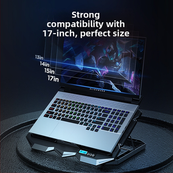 Chladiaci stojan na notebook K22 s 4 ventilátormi, tiché chladenie pre hry, rozmery 385×280×28 mm
