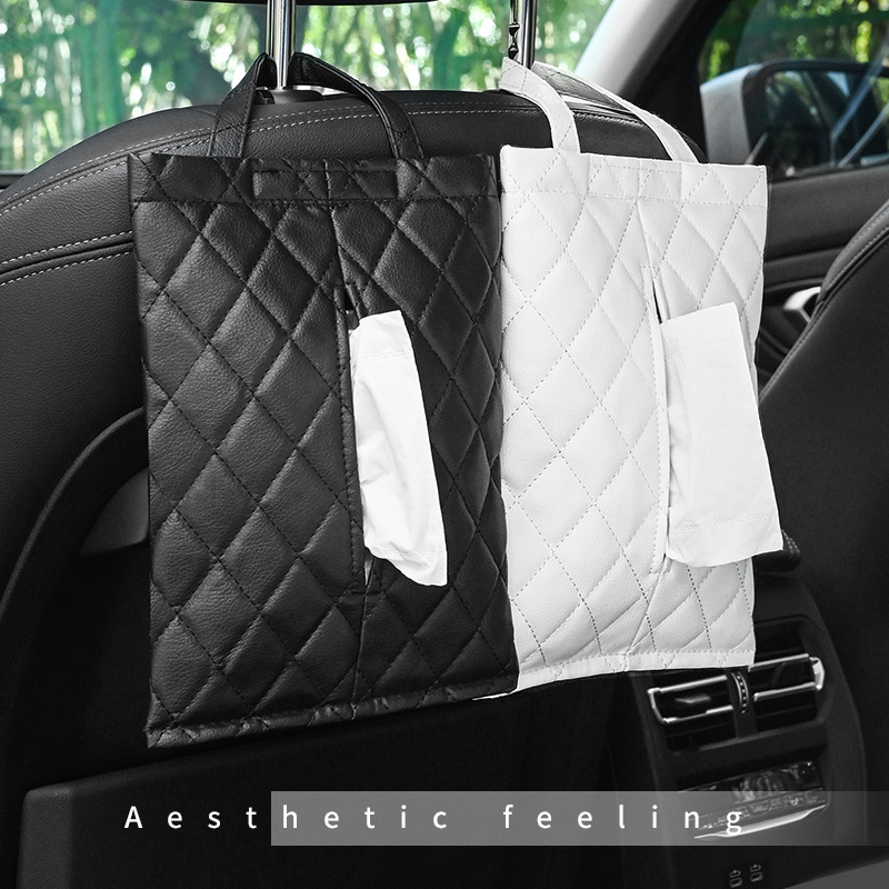 Kožna kutija za maramice za automobil – viseća, minimalistički dizajn interijera vozila, verzija boginje, dimenzije 26,5 × 19 × 1 cm