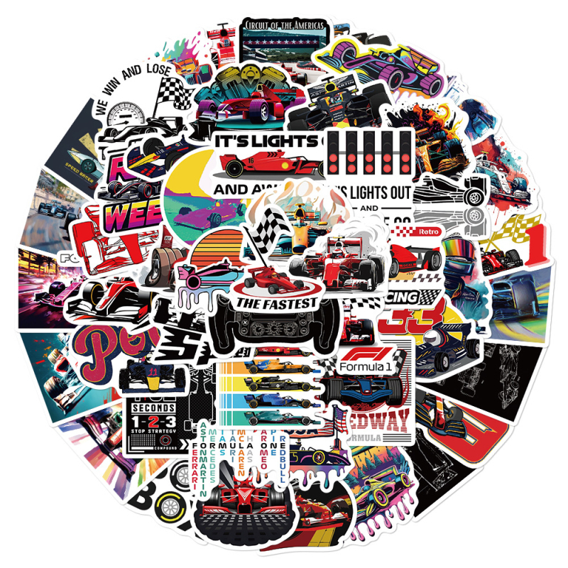 50 naljepnica F1 Formula One za dekoriranje prijenosnog računala i motocikla, vodootporne