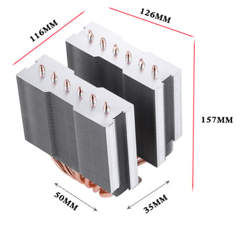 Lanshuo CPU hűtő, Big Frost Tower, 6 hőcső, kettős torony dizájn, réz-alumínium kötés, csendes működés