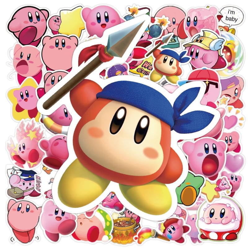 50 φύλλα Kirby DIY δημιουργικά αυτοκόλλητα – αυτοκόλλητα cartoon graffiti για ποτήρια νερού, αποσκευές και κράνη μοτοσικλέτας