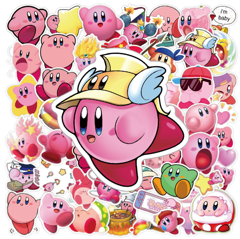 50 φύλλα Kirby DIY δημιουργικά αυτοκόλλητα – αυτοκόλλητα cartoon graffiti για ποτήρια νερού, αποσκευές και κράνη μοτοσικλέτας