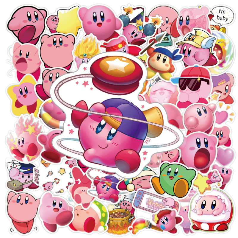 50 φύλλα Kirby DIY δημιουργικά αυτοκόλλητα – αυτοκόλλητα cartoon graffiti για ποτήρια νερού, αποσκευές και κράνη μοτοσικλέτας