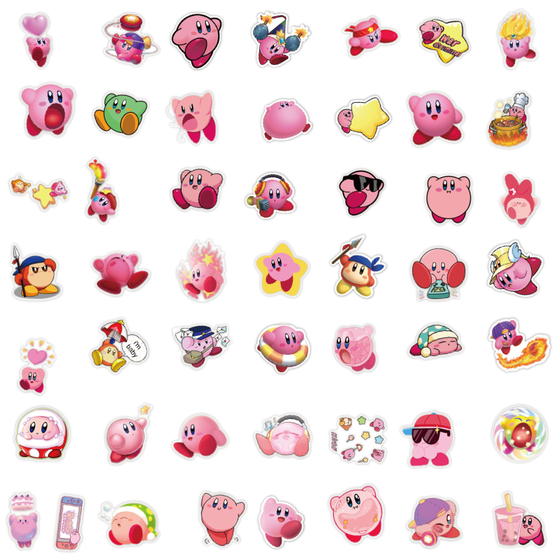 50 φύλλα Kirby DIY δημιουργικά αυτοκόλλητα – αυτοκόλλητα cartoon graffiti για ποτήρια νερού, αποσκευές και κράνη μοτοσικλέτας
