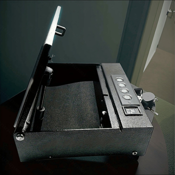 Seif compact pentru pistol, montat în mașină, cu citire amprente și blocare prin parolă