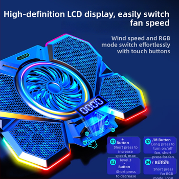 F13 viacuholný chladič pre notebook s RGB, tichá základňa