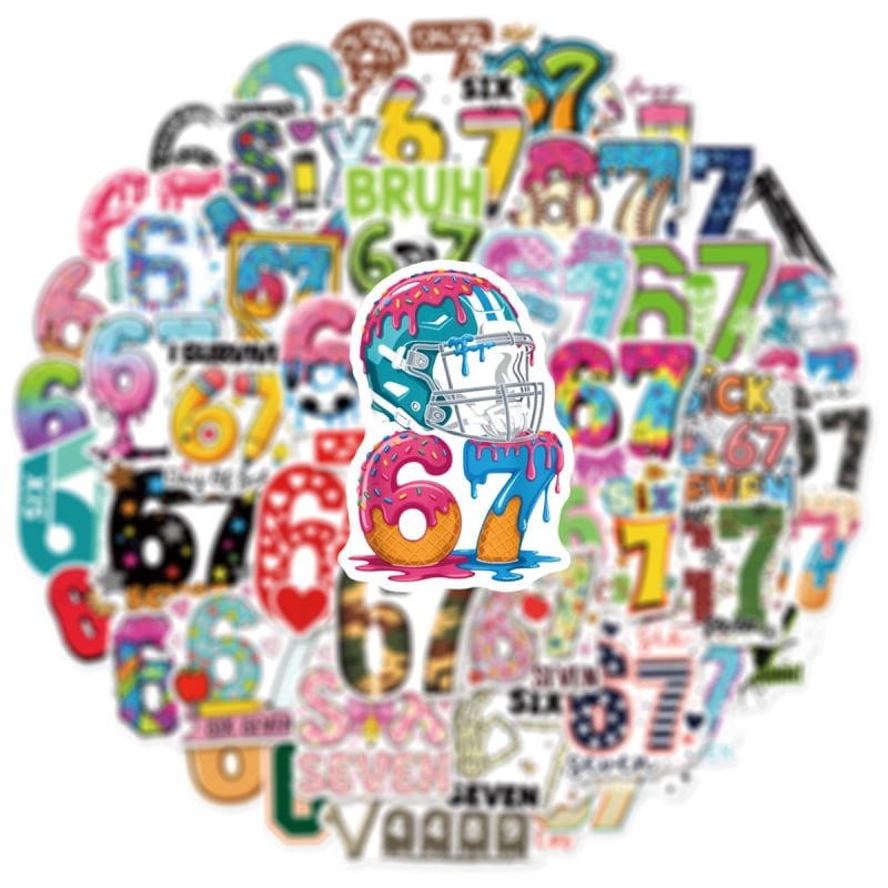 50 coli de autocolante graffiti personalizate cu numărul 67 pentru bagaje, sticle de apă și scutere – impermeabile