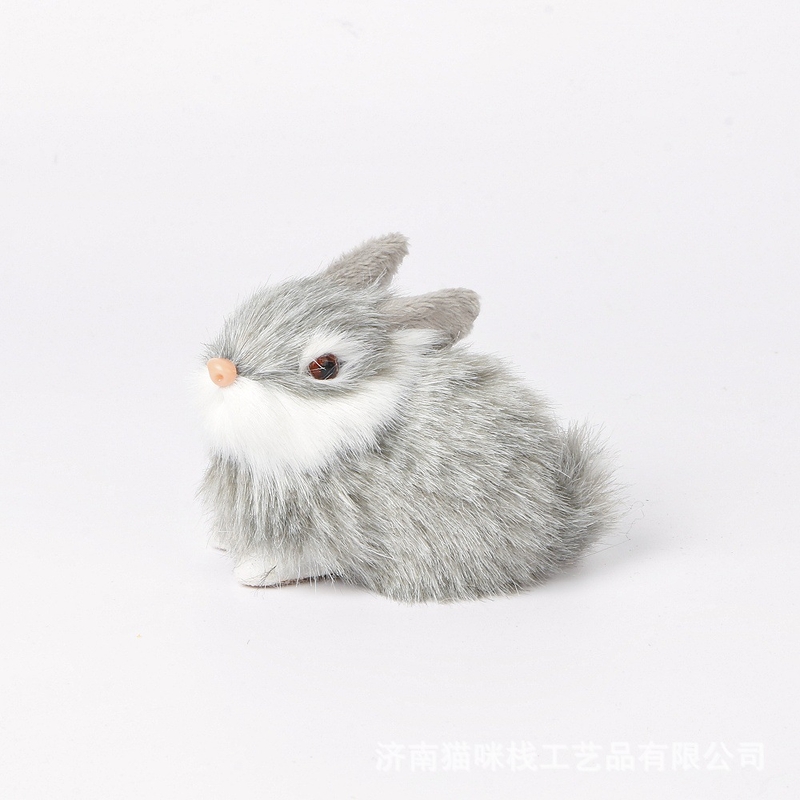 Miniatúrna realistická sada štyroch zajačikov, vysoko kvalitné ručne vyrobené remeslá, šperky, darčeky, roztomilé plyšové zajačiky