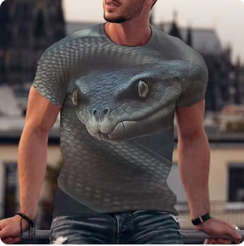 3D-s rémisztő kígyómintás póló, utcai viselet, hétköznapi, unisex divat, plus size rövid ujjú póló (kerek)