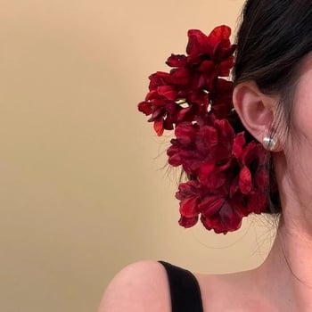 Agrafă de păr chinezească nouă cu floare roșie în stil retro pentru femei, potrivită pentru Hanfu și Cheongsam, agrafă de păr pentru mireasă, ornament de păr