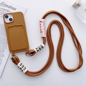 Θήκη σιλικόνης για iPhone 16, τσάντα ώμου με υποδοχή κάρτας, θήκη κάρτας και λουράκι μεταφοράς. Κατάλληλη για Apple 15 Pro Max/14/13.