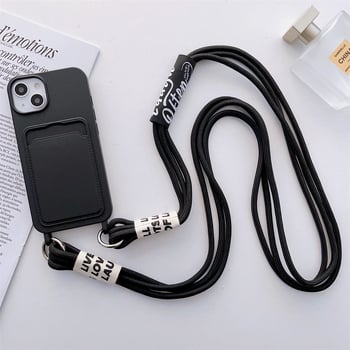 Θήκη σιλικόνης για iPhone 16, τσάντα ώμου με υποδοχή κάρτας, θήκη κάρτας και λουράκι μεταφοράς. Κατάλληλη για Apple 15 Pro Max/14/13.