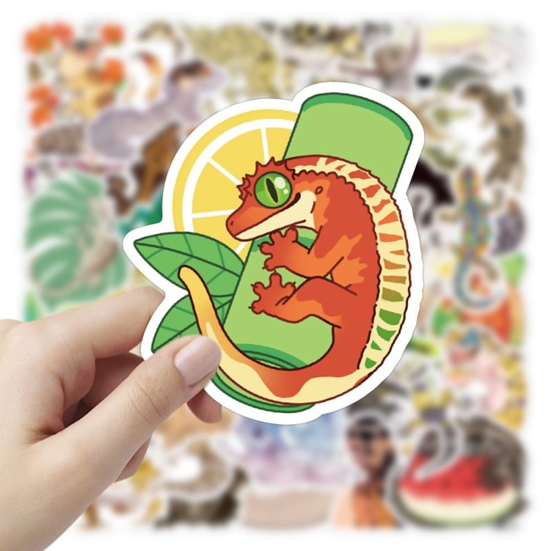 50 jedinstvenih naljepnica s gecko graffiti motivima za dekoriranje kaciga za skuter, hladnjaka i mobitela.