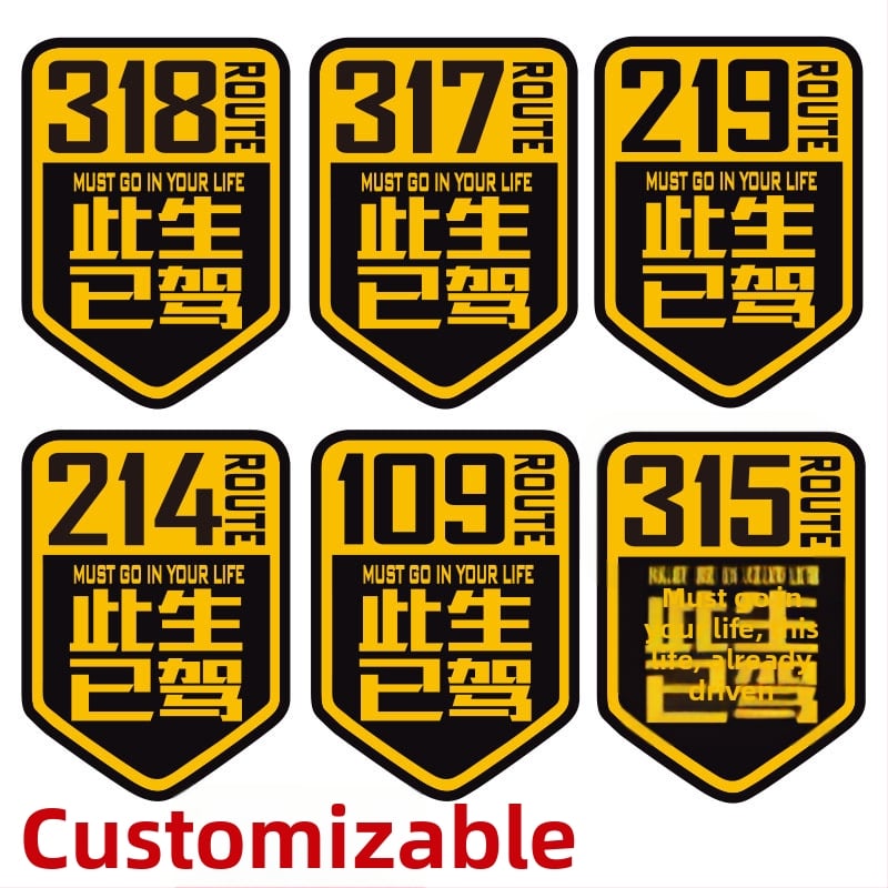 Reflektív számfeliratú matricák autókhoz és motorkerékpárokhoz – 214 109 317 a Sichuan-Tibet útvonalon