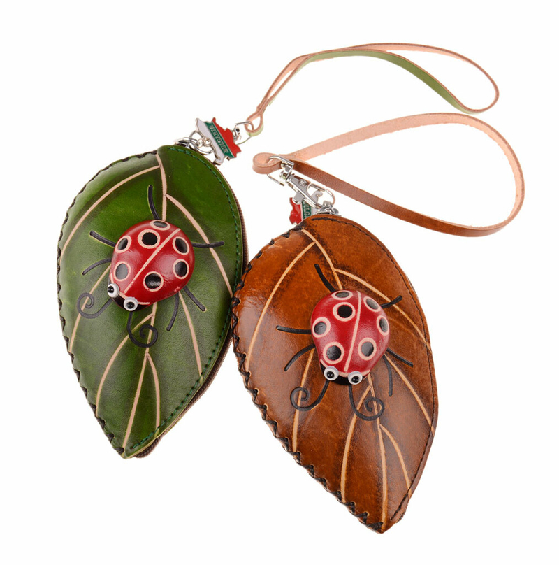 Ппортмоне Листо с калинка, Кожа, 14х8 см