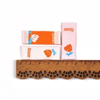50 de etichete țesute colorate cu flori, etichete spate, etichete decorative din material textil pentru păr/eșarfe, etichete pentru bijuterii lucrate manual