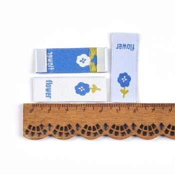 50 de etichete țesute colorate cu flori, etichete spate, etichete decorative din material textil pentru păr/eșarfe, etichete pentru bijuterii lucrate manual
