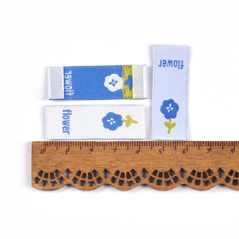 50 de etichete țesute colorate cu flori, etichete spate, etichete decorative din material textil pentru păr/eșarfe, etichete pentru bijuterii lucrate manual
