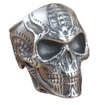 Inel cu craniu din oțel titan, stil european și american, inel cu craniu din oțel inoxidabil punk retro modern pentru bărbați 213041