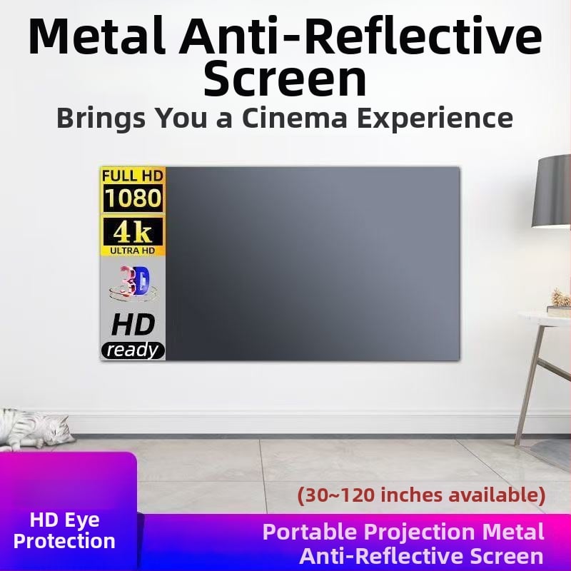 Metalni antirefleksni ekran za projektor, sklopivi, s Velcro trakom