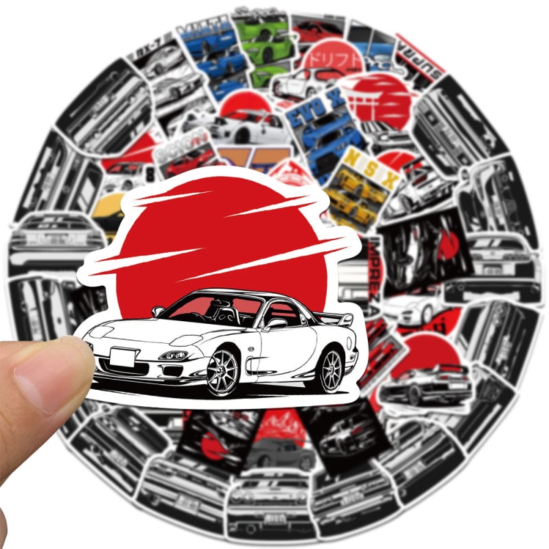 Set od 50 naljepnica za modificirane trkaće automobile – personalizirane grafite naljepnice za sportske automobile, prtljagu, motocikle i skutere