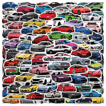 Set od 100 graffiti naljepnica za automobile – crtane animacije, JDM auto, prtljažnik, skateboard, gitara i računalo