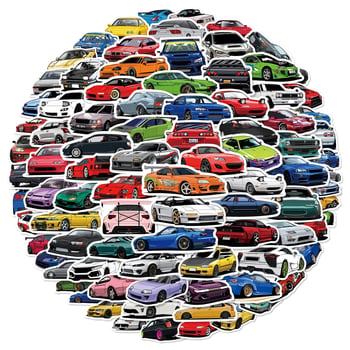 Set od 100 graffiti naljepnica za automobile – crtane animacije, JDM auto, prtljažnik, skateboard, gitara i računalo