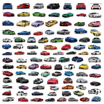 Set od 100 graffiti naljepnica za automobile – crtane animacije, JDM auto, prtljažnik, skateboard, gitara i računalo