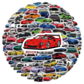 Set od 100 graffiti naljepnica za automobile – crtane animacije, JDM auto, prtljažnik, skateboard, gitara i računalo