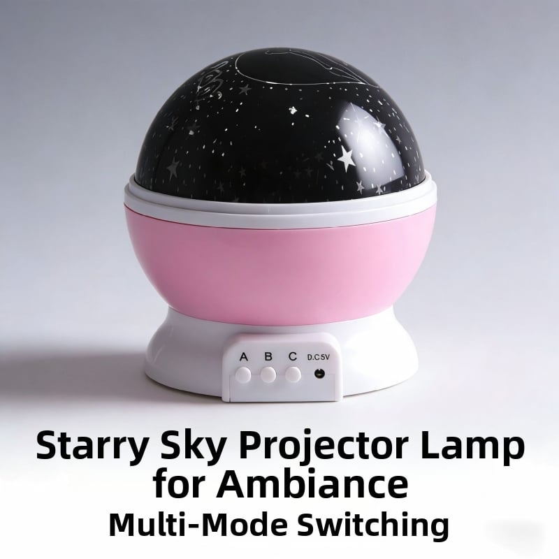 Otáčajúci sa projektor hviezdnej oblohy – nočná LED lampička s mesiacom a hviezdami