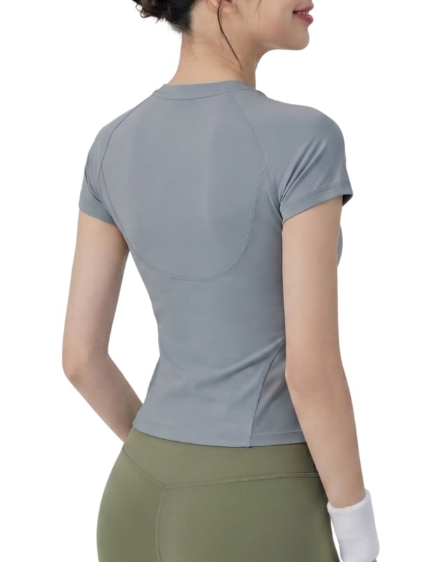 Ženski sportski T-shirt, upija znoj, brzo se suši, prozračna mrežasta tkanina za jogu i trening, kratki rukav