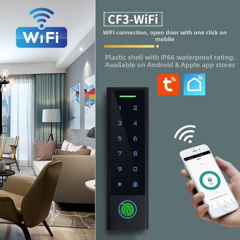 Vodootporan ABS usko kućište, pristup otiskom prsta, kartom i lozinkom — Tuya Smart WiFi sve-u-jednom uređaj