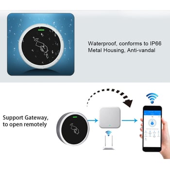 TTLock Bluetooth uređaj za pristup s čitačem kartica, cinkova legura, vodootporan, mini kružni oblik, upravljanje mobilnom aplikacijom