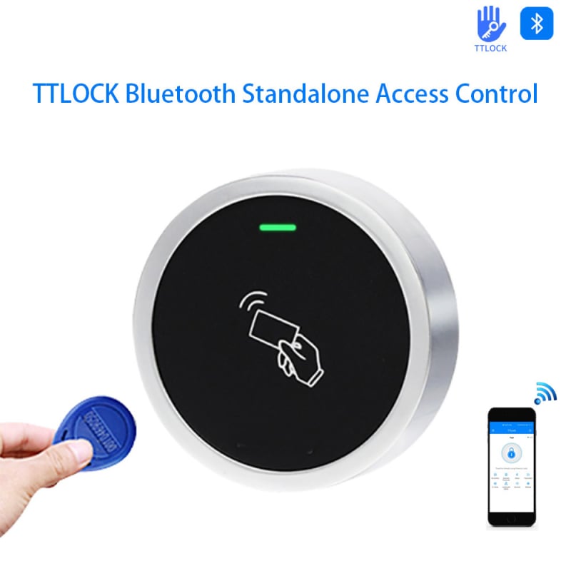 TTLock Bluetooth uređaj za pristup s čitačem kartica, cinkova legura, vodootporan, mini kružni oblik, upravljanje mobilnom aplikacijom