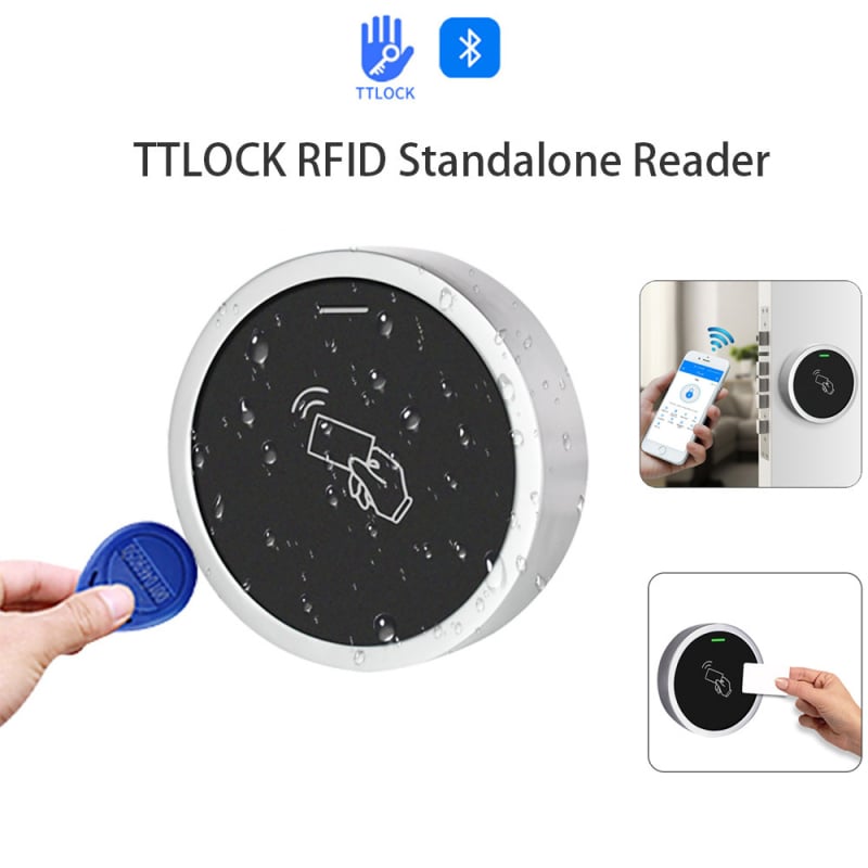 TTLock Bluetooth uređaj za pristup s čitačem kartica, cinkova legura, vodootporan, mini kružni oblik, upravljanje mobilnom aplikacijom