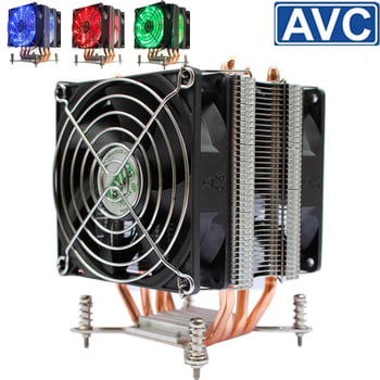 AVC4 Bakreni hladnjak CPU s bakrenim cijevima, tih, kompatibilan s 11511155/1366/2011, univerzalni server CPU ventilator