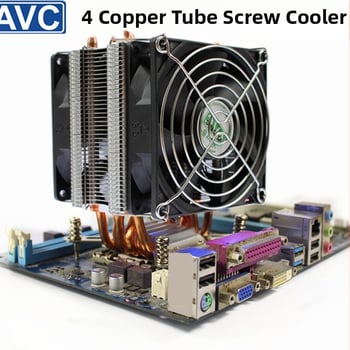 AVC4 Bakreni hladnjak CPU s bakrenim cijevima, tih, kompatibilan s 11511155/1366/2011, univerzalni server CPU ventilator