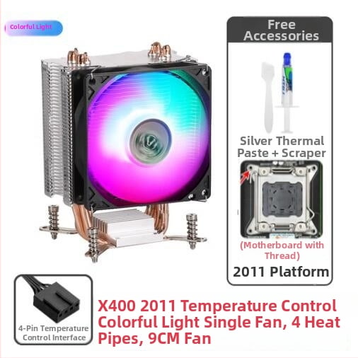 AVC4 Bakreni hladnjak CPU s bakrenim cijevima, tih, kompatibilan s 11511155/1366/2011, univerzalni server CPU ventilator