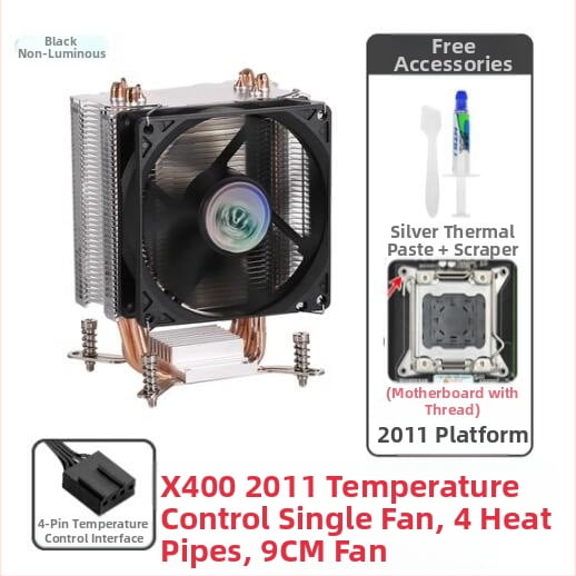 AVC4 Bakreni hladnjak CPU s bakrenim cijevima, tih, kompatibilan s 11511155/1366/2011, univerzalni server CPU ventilator