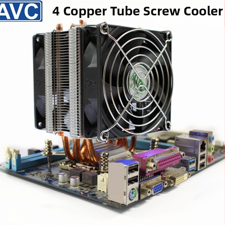 AVC4 Meďový chladič CPU s meďovými trubkami, tichý, kompatibilný s 11511155/1366/2011, univerzálny server CPU ventilátor