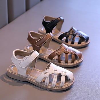 Dječje ženske sandale s zatvorenim vrhom, pletene rimske sandale, ljeto 2025, mek podplat