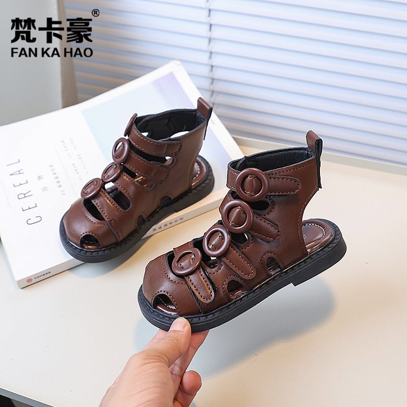 Dječje ženske rimske sandale, ljeto 2025, korejski stil, casual dječje cipele, meka podloga, Velcro zatvarač